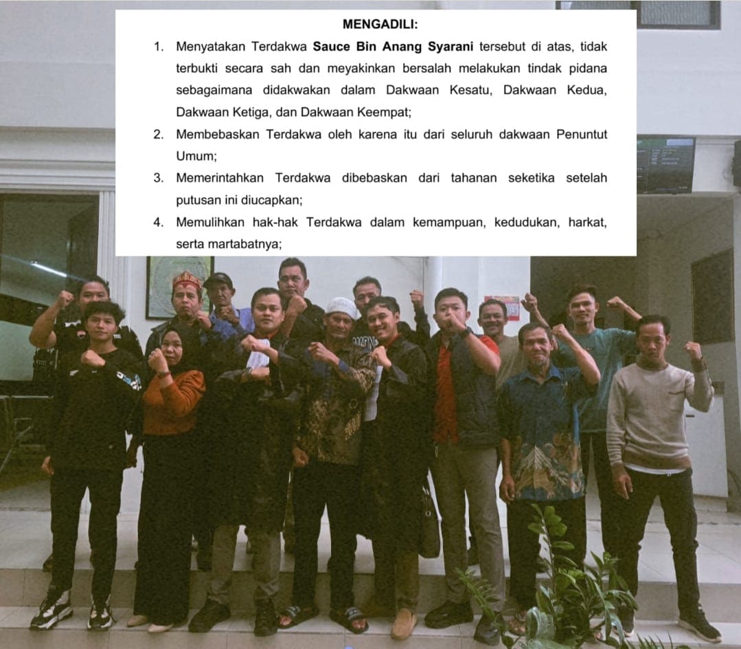 ARUN Kalteng Dampingi Sauce Hingga Bebas dalam Perkara Dugaan Perusakan PT BJAP